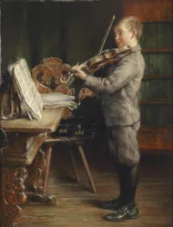 Menino, violino jogo